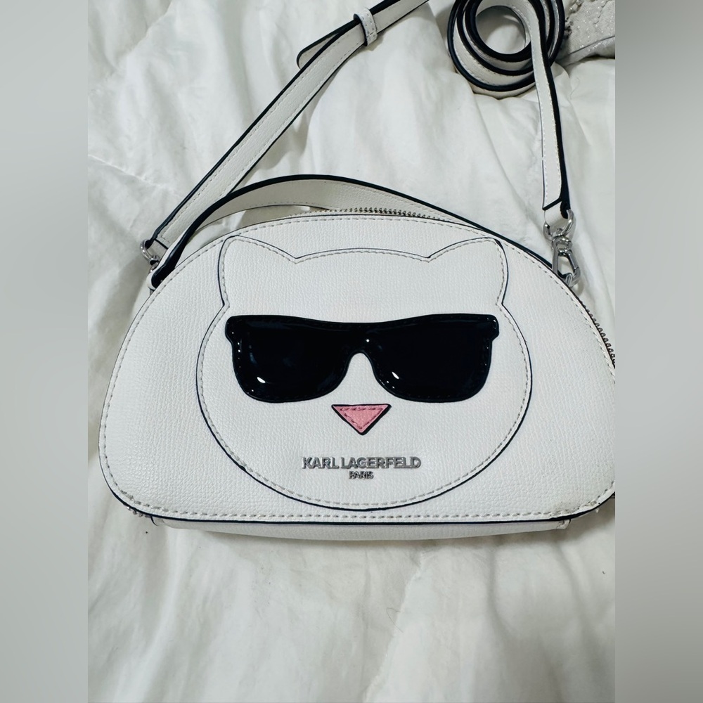 Karl Lagerfeld White and Black Cat Crossbody Bag - Picture 4 of 5